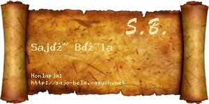Sajó Béla névjegykártya